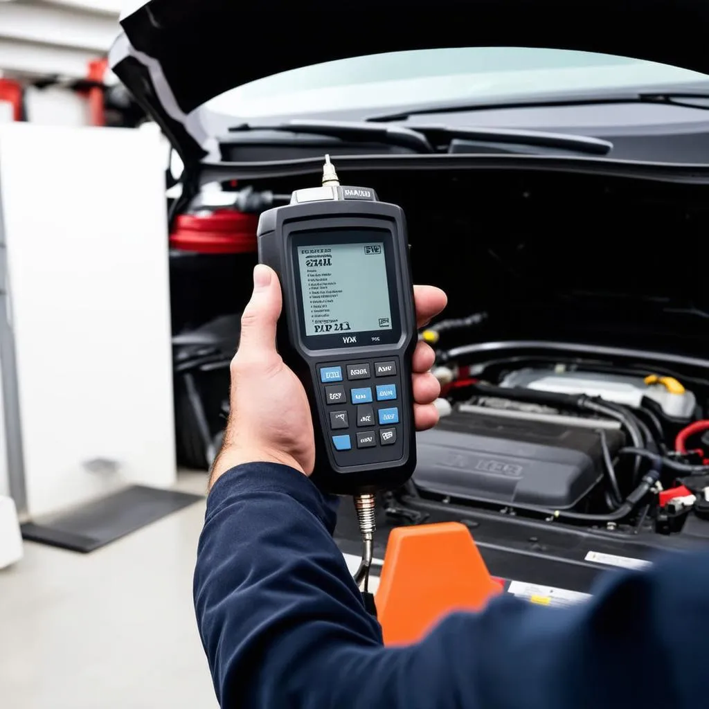 Mechanic inspecting a car's EVAP system