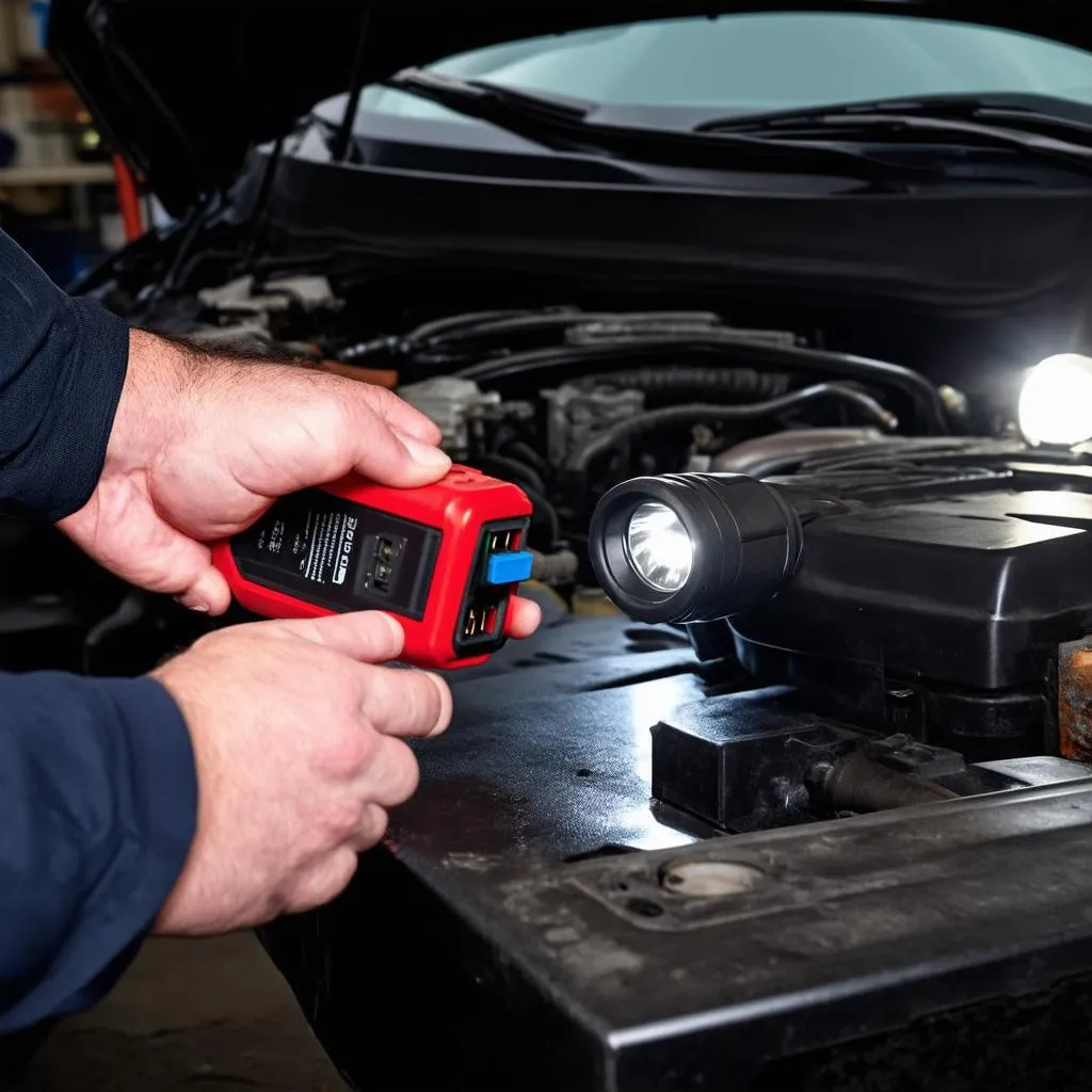 Mechanic Inspecting OBD Port