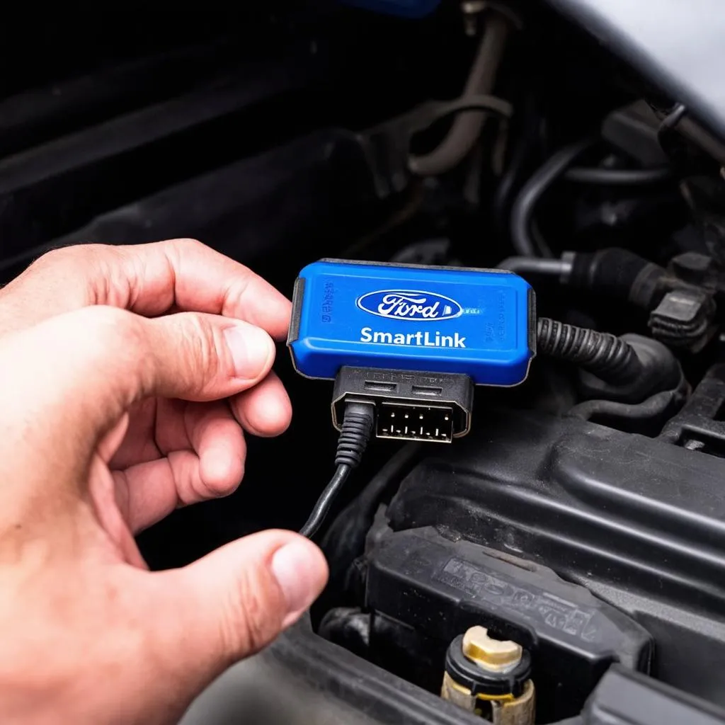 Mechanic Installing OBD2 Adapter