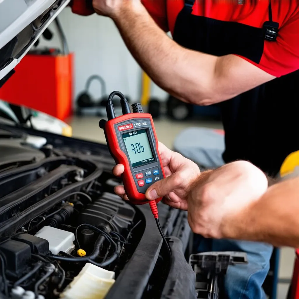 Mechanic Using Diagnostic Tool