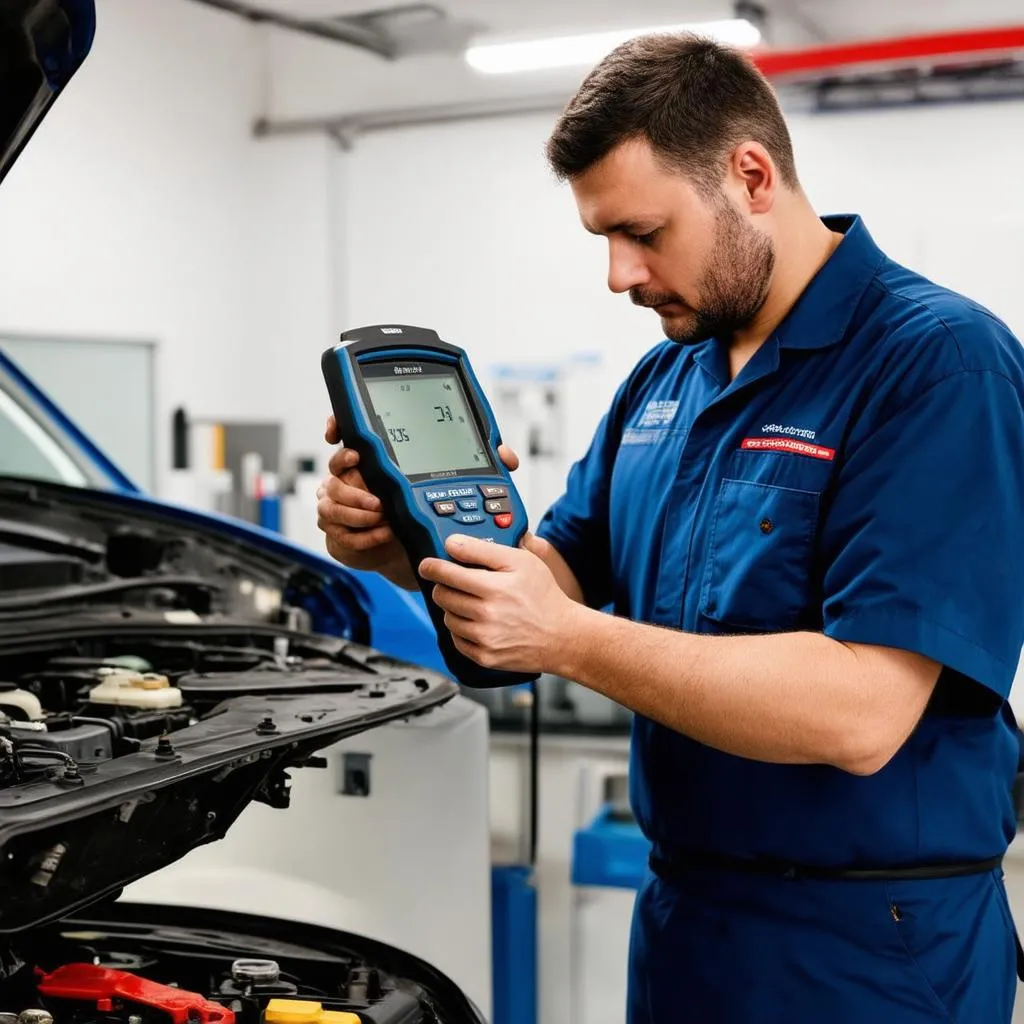 Mechanic Using Diagnostic Tool