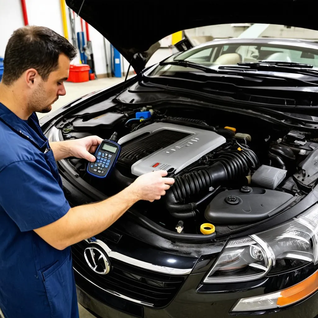 Mechanic Using Diagnostic Tool