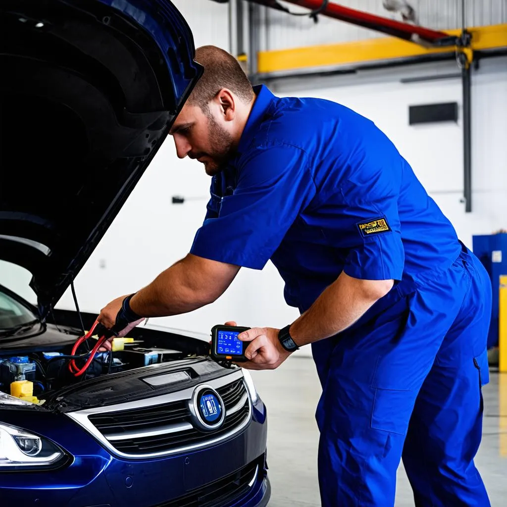 Mechanic Using Diagnostic Tool