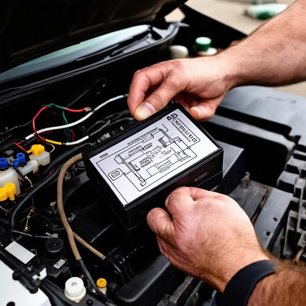 Mechanic using OBD pinout box