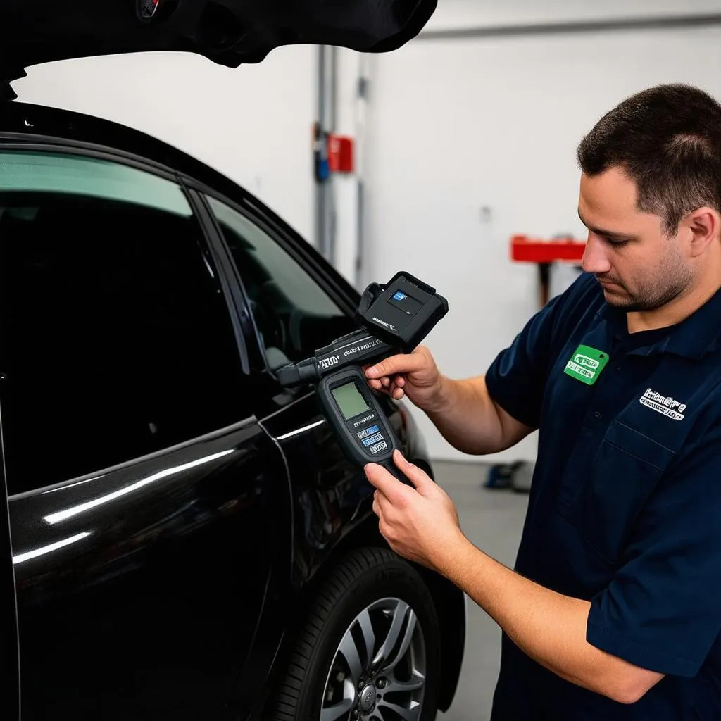 Mechanic Using OBD Scanner