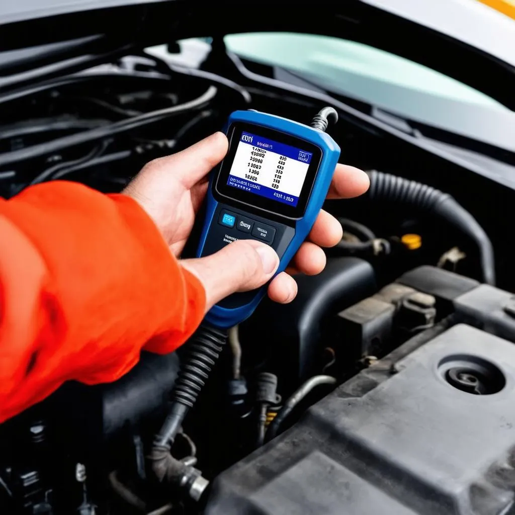 Mechanic Using OBD Scanner