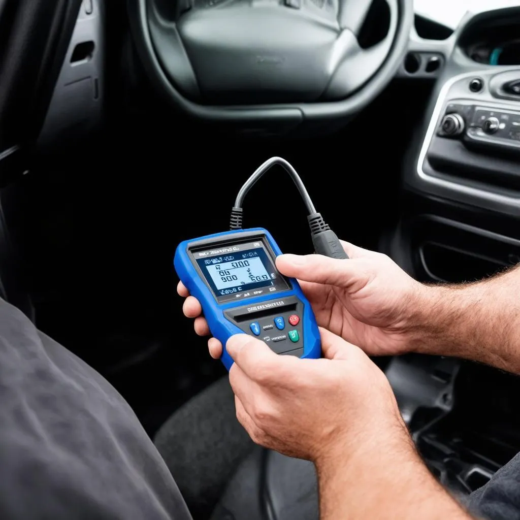 Mechanic Using OBD Scanner