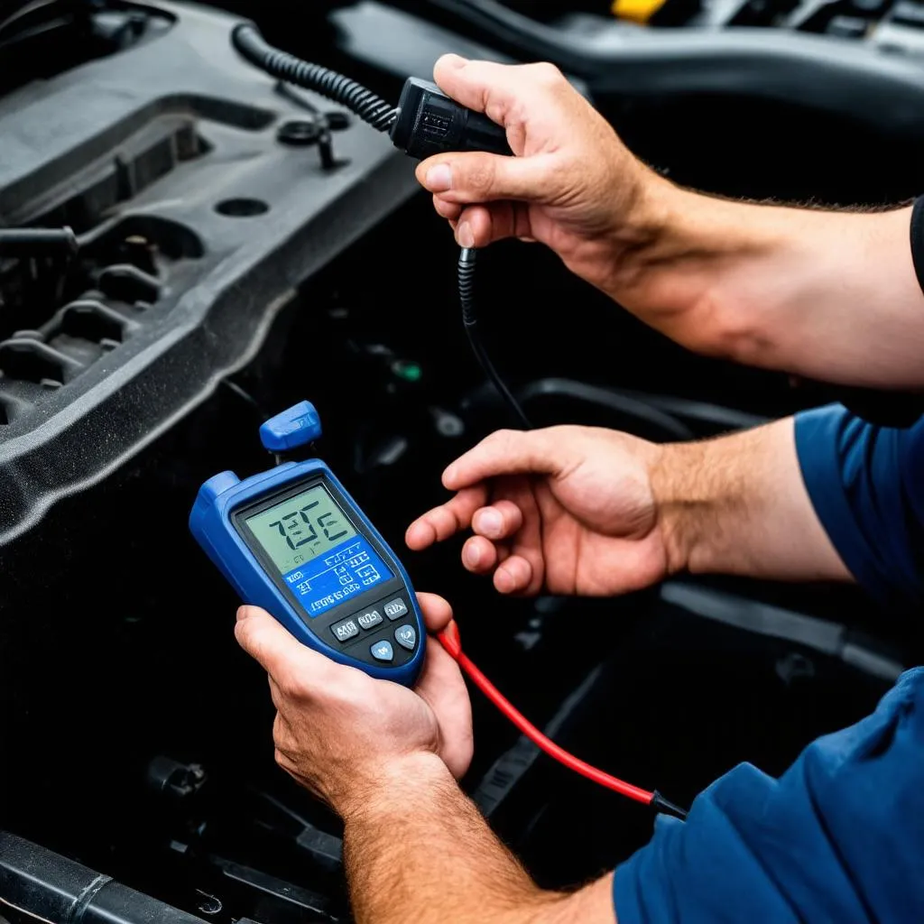 Mechanic Using OBD Scanner