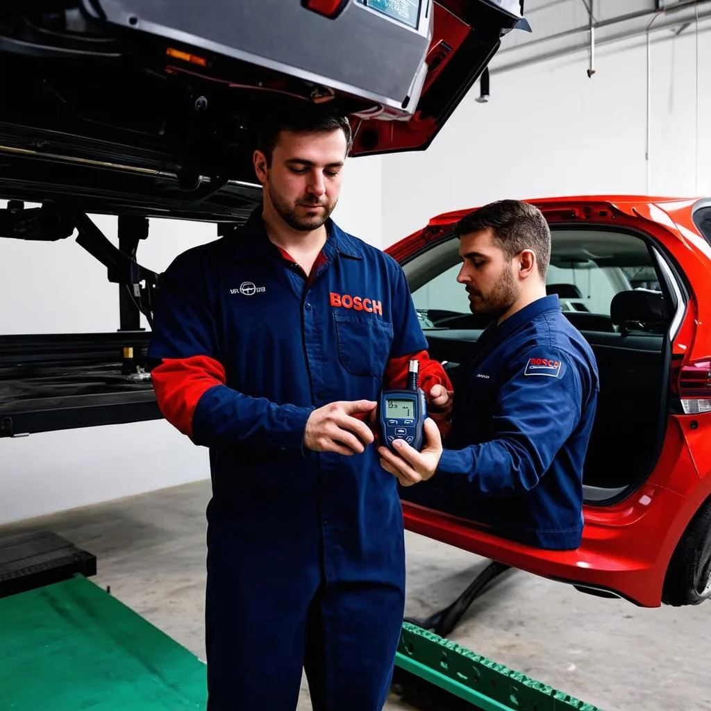 Mechanic Using OBD Scanner