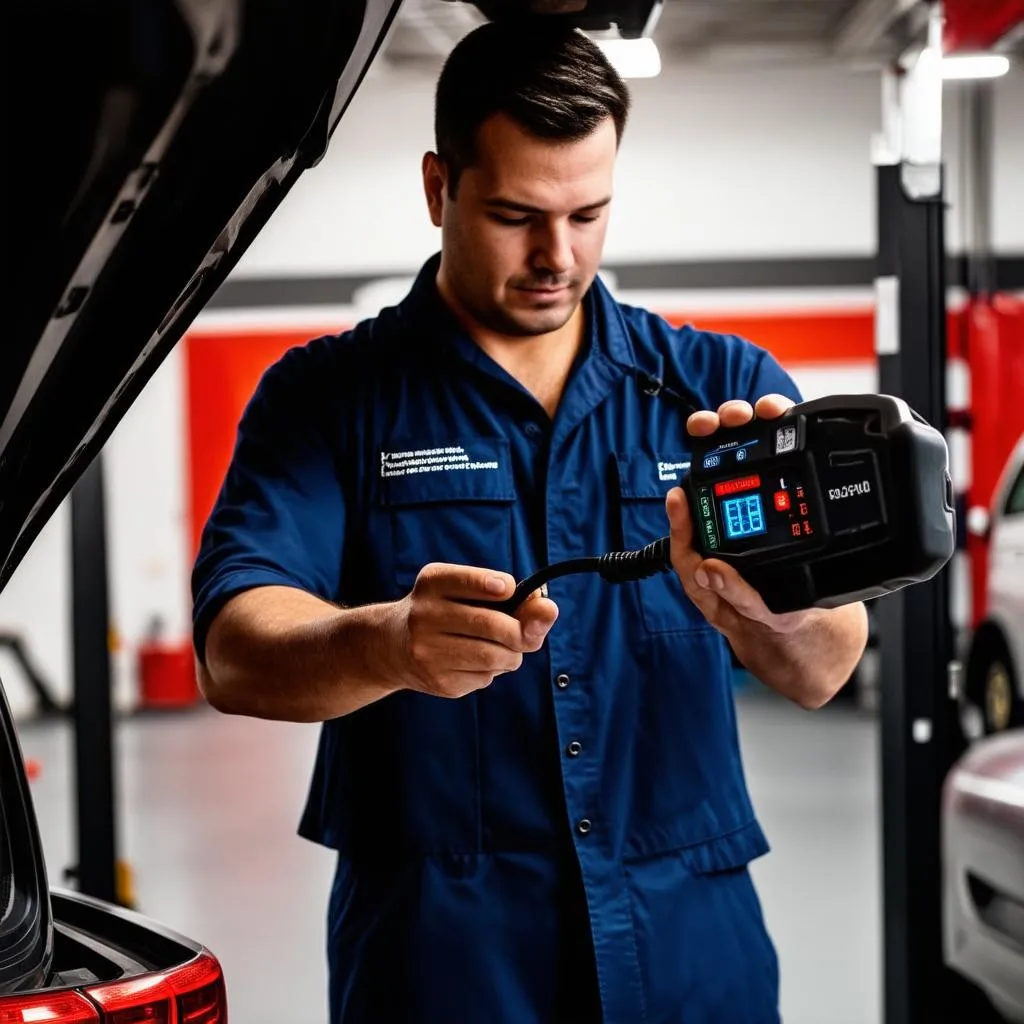 Car Mechanic Using OBD Scanner