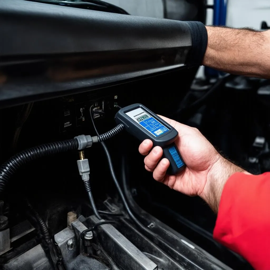 Mechanic using OBD Scanner