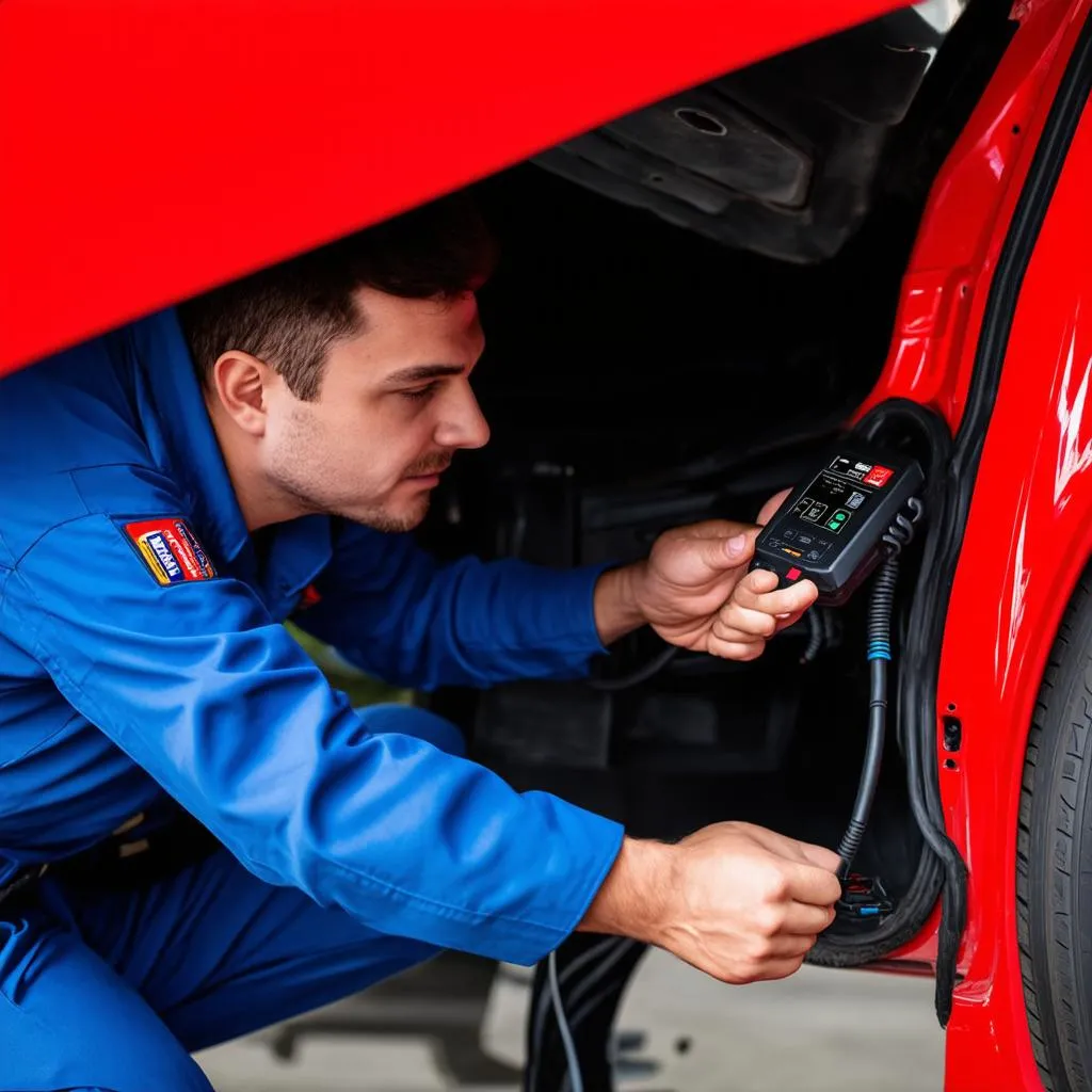 Mechanic using OBD Scanner