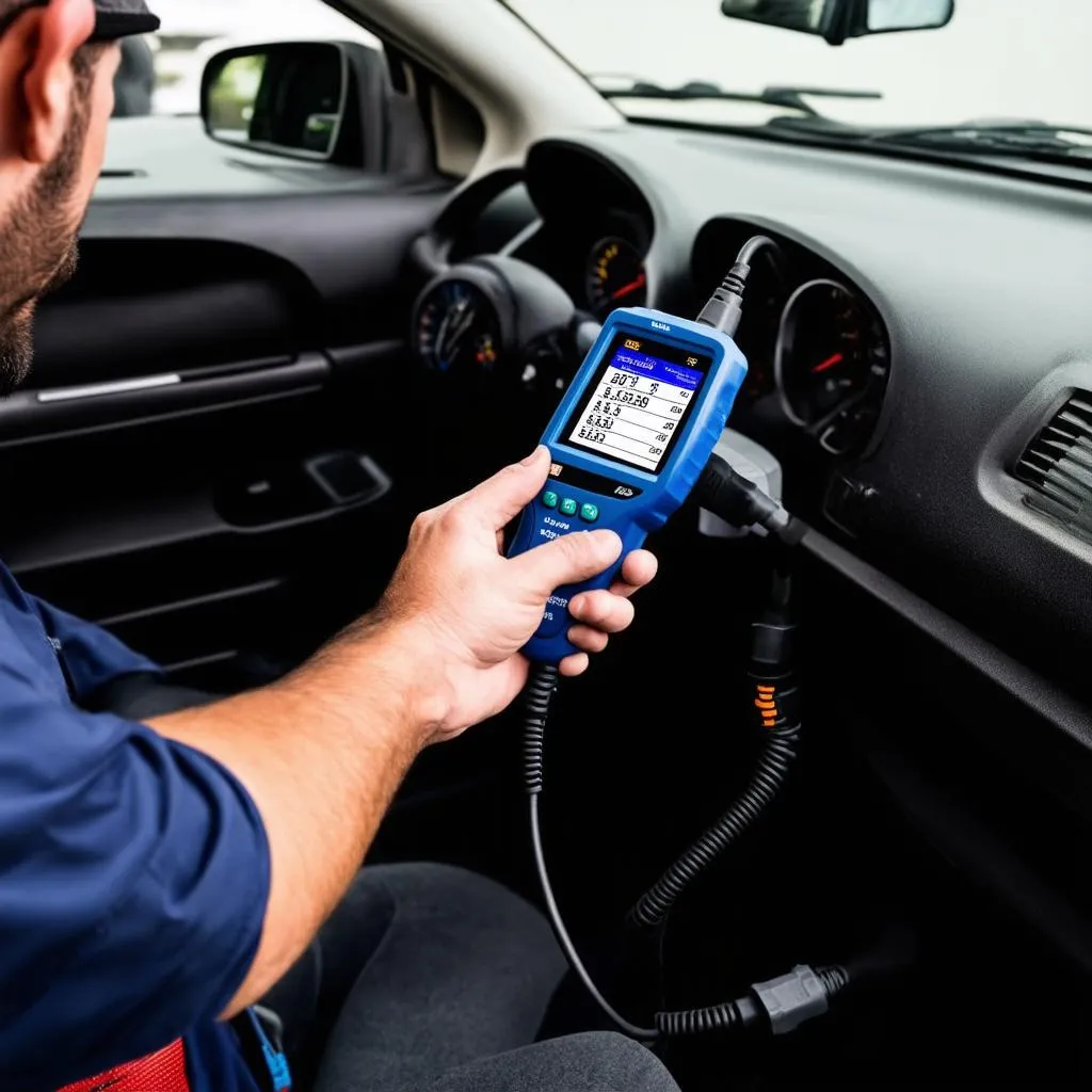 Mechanic Using OBD Scanner