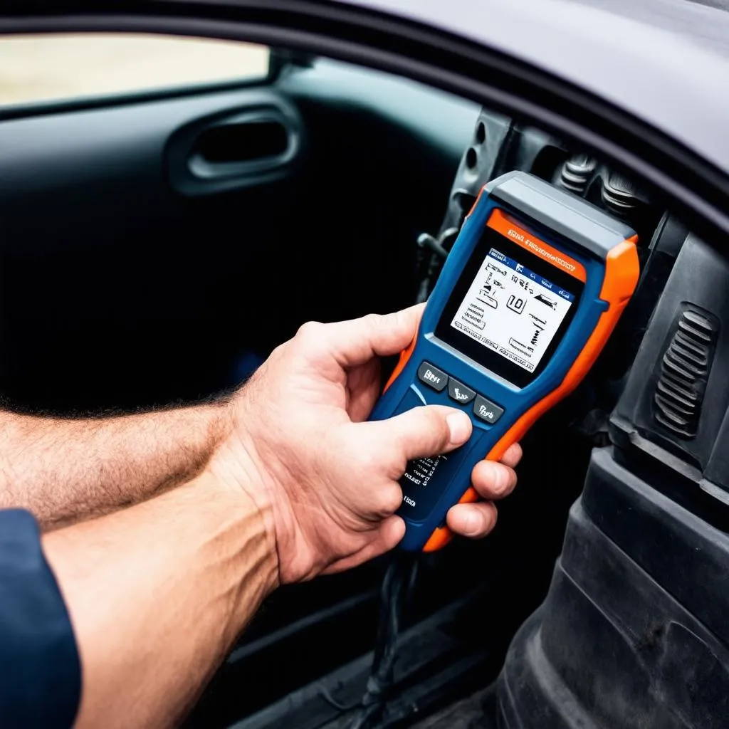 Mechanic using OBD Scanner