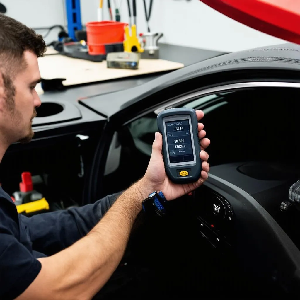 Mechanic using OBD Scanner