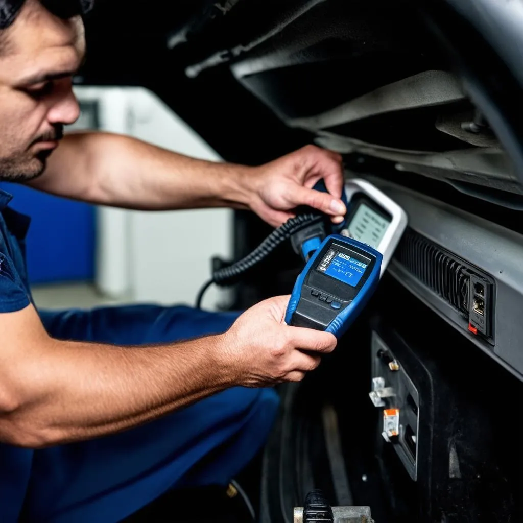 mechanic using OBD scanner