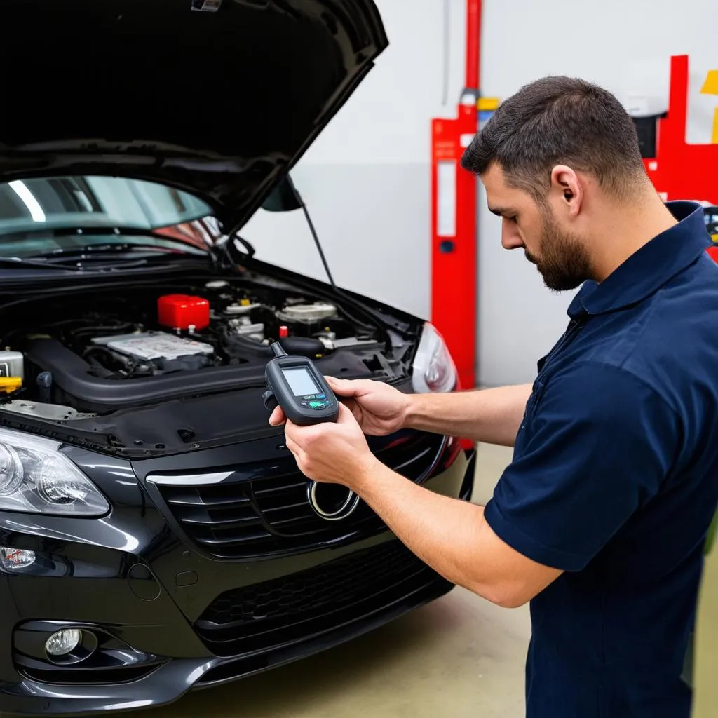 Mechanic using OBD Scanner