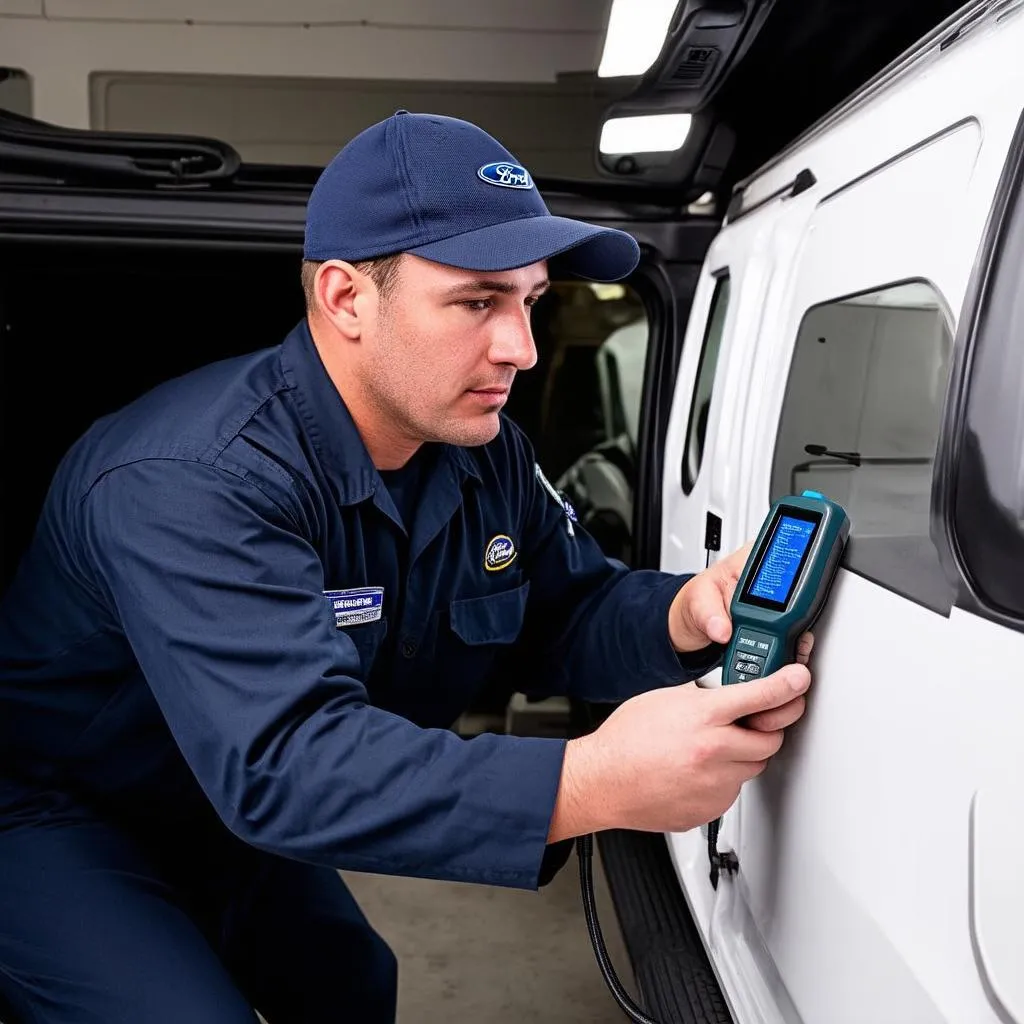 Mechanic using OBD Scanner