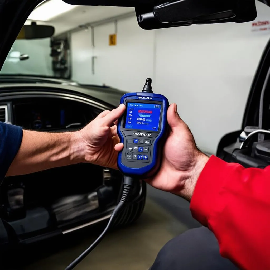 Mechanic Using OBD Scanner