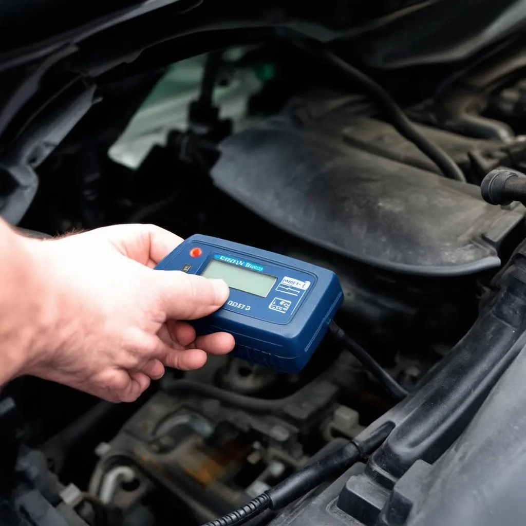 Mechanic using OBD2 Scanner