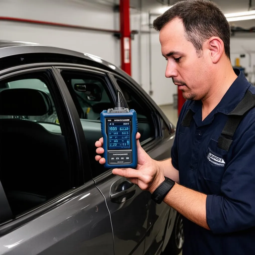 Mechanic Using OBD2 Scanner