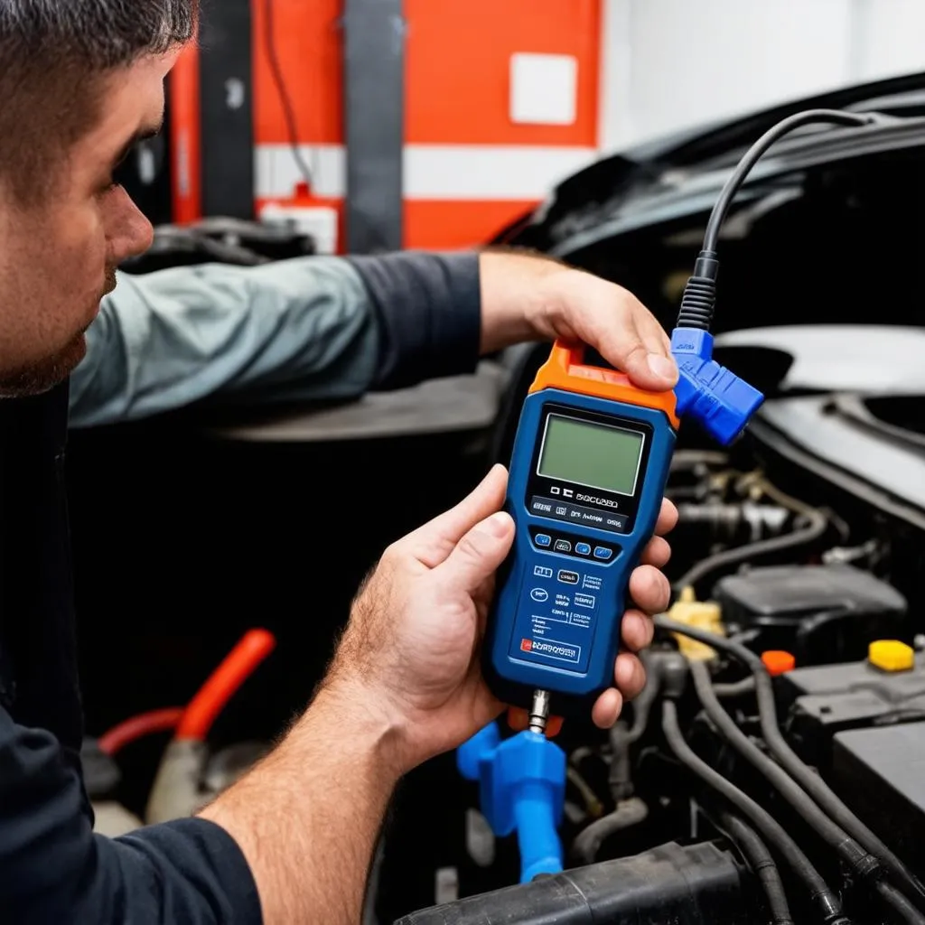 Mechanic Using OBD-II Scanner