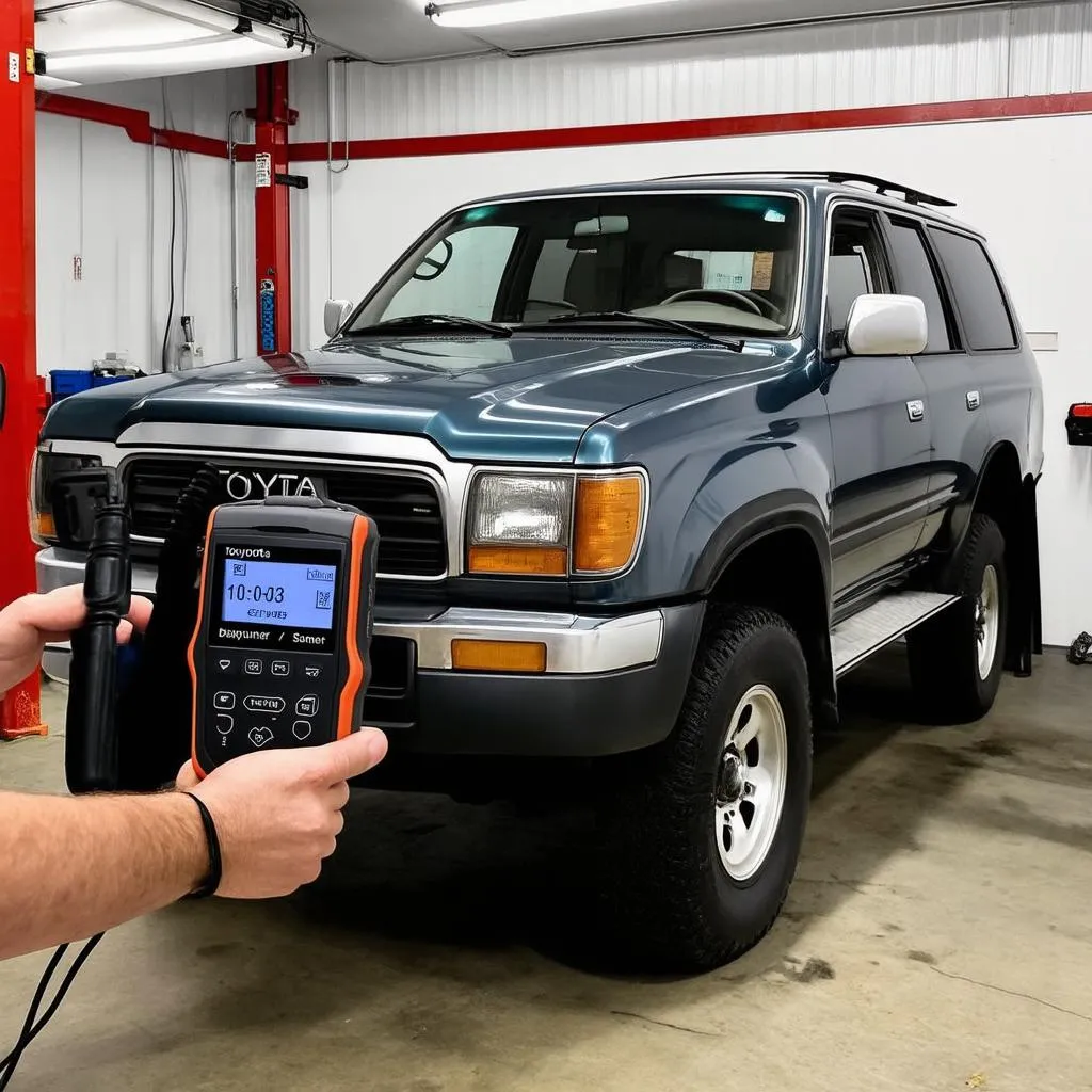 Mechanic using OBD2 Scanner