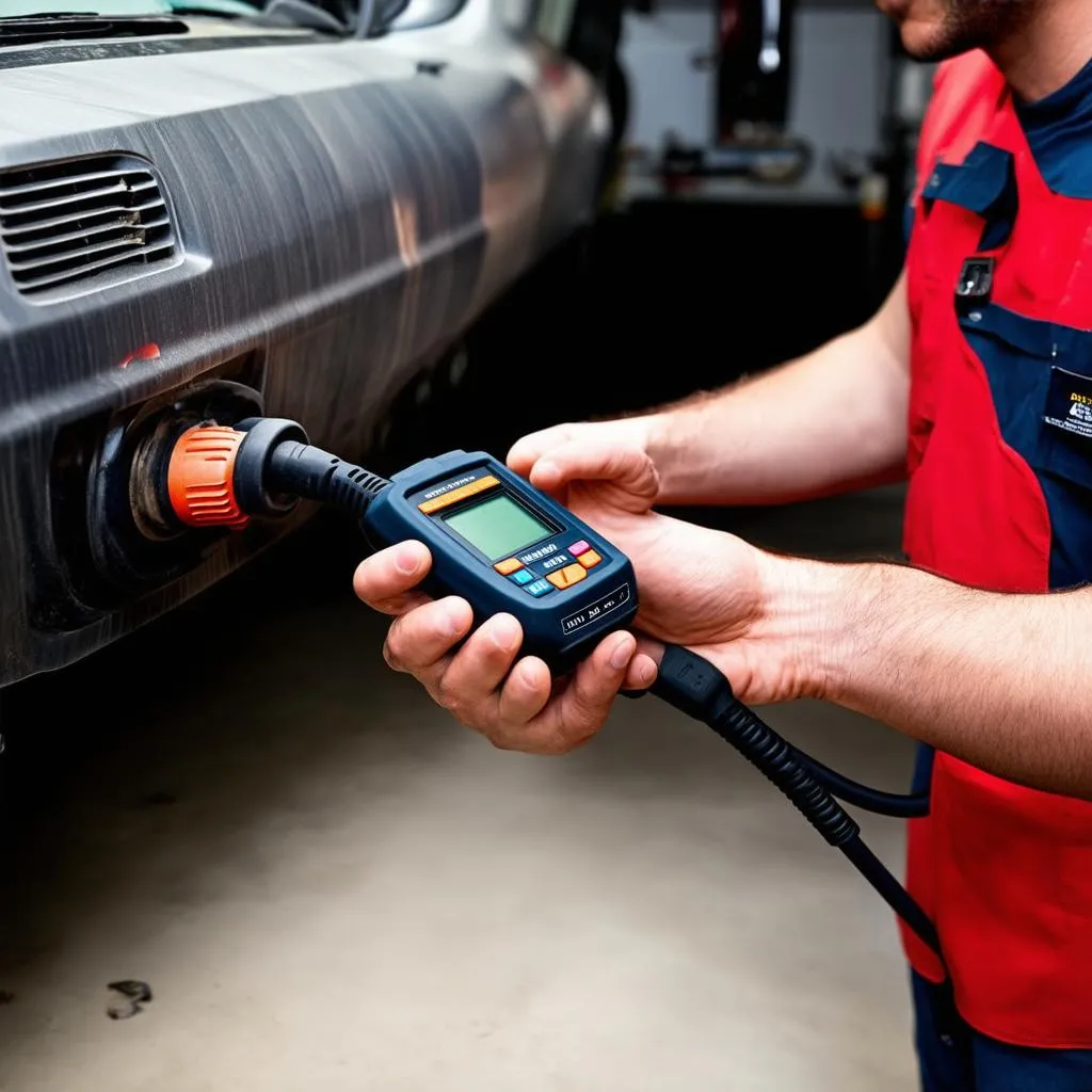 Mechanic Using Professional OBD Scanner