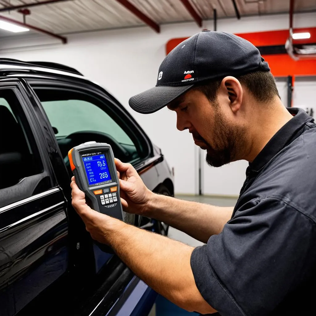 Mechanic Using OBD Scanner