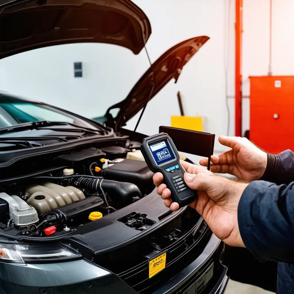 Mechanic Using Scanner