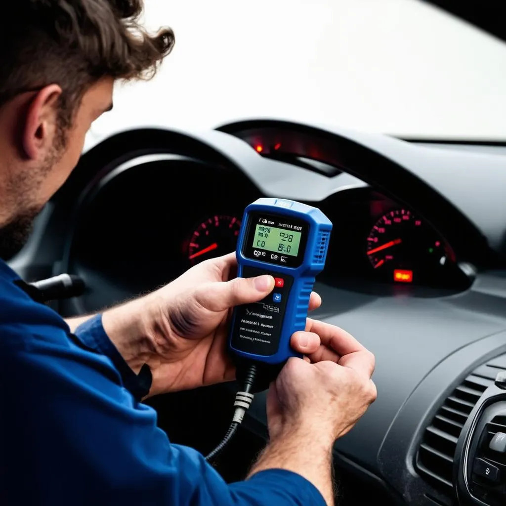 Mechanic Using an OBD Scanner