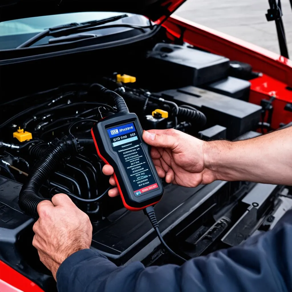 Mechanic using OBD Scanner