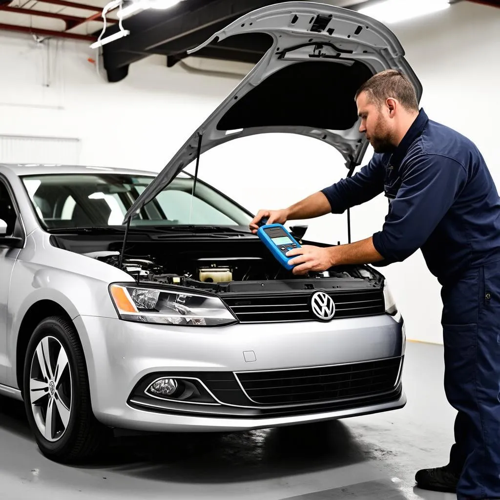 Mechanic Diagnosing Jetta