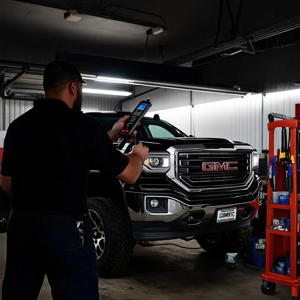 Mechanic Diagnosing Engine