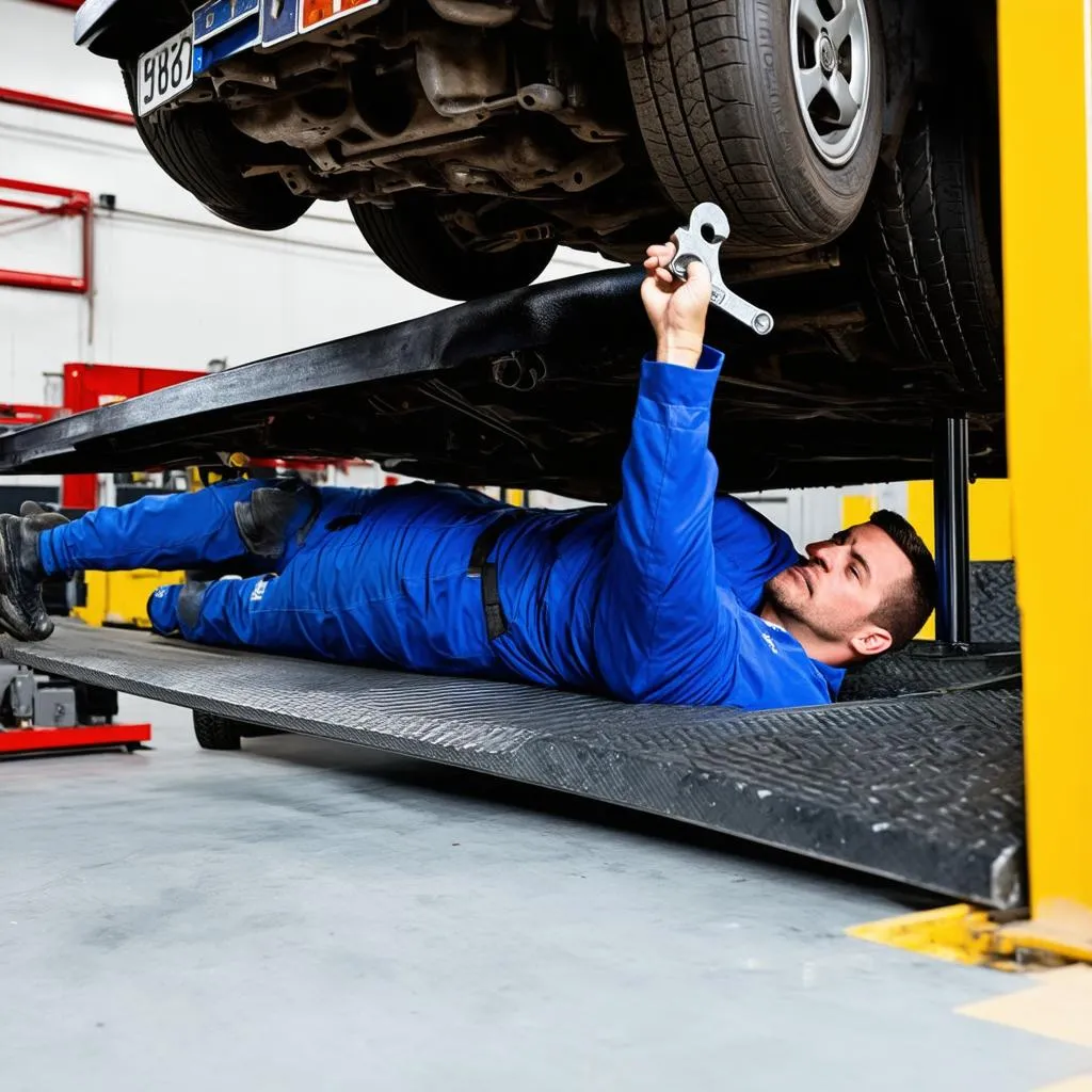 Mechanic Working on Car