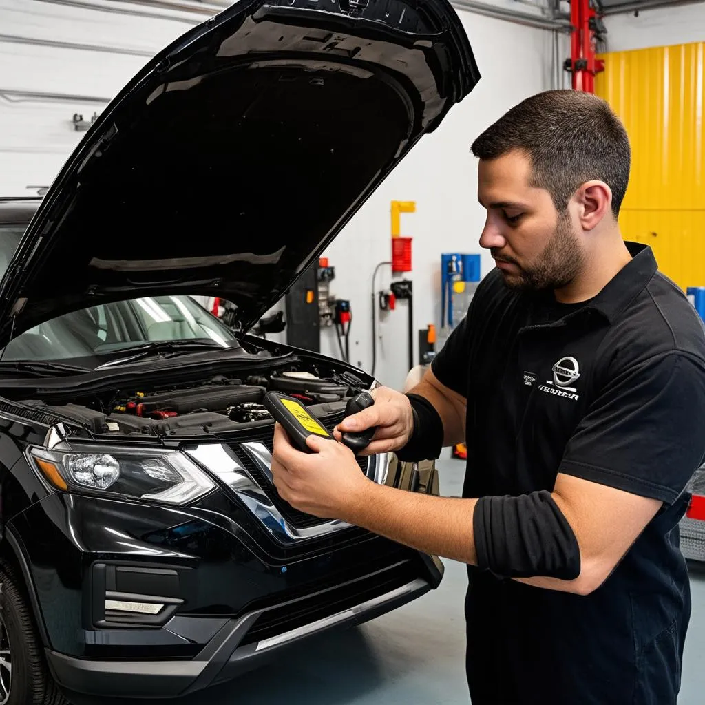 Mechanic Working on Car