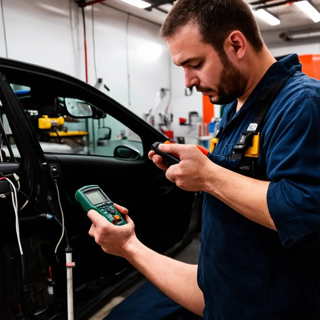 Mechanic Working on Car