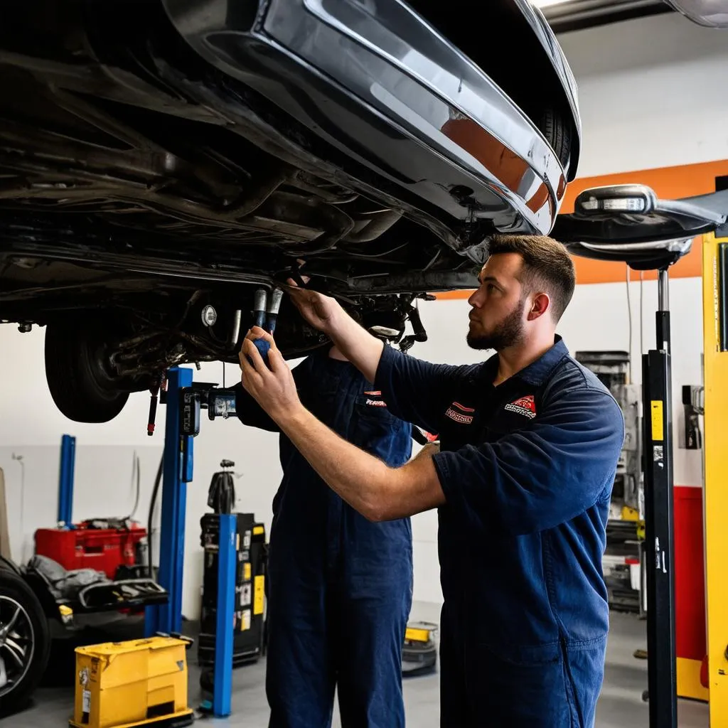 Mechanic working on a car