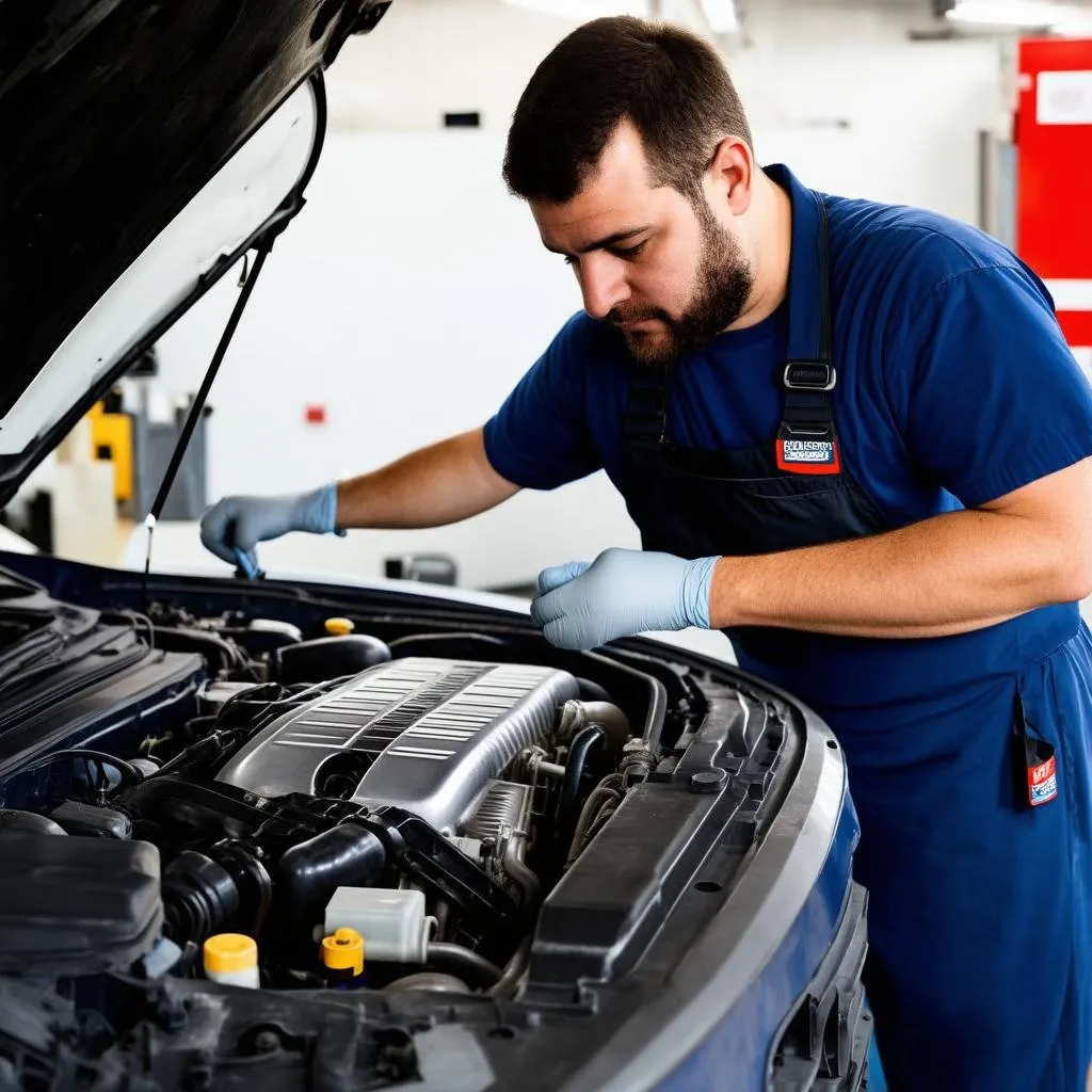 Mechanic Working on a Car