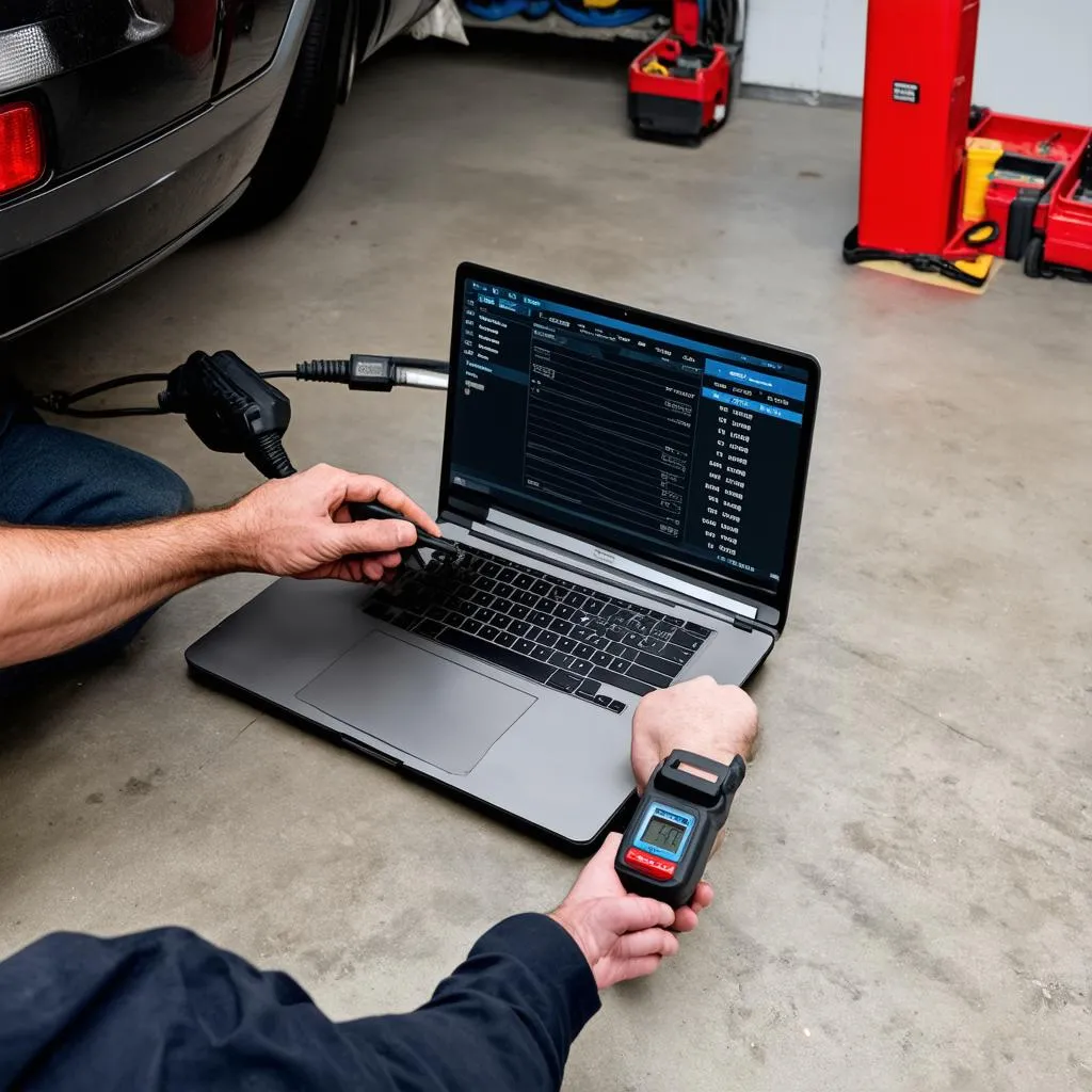 Mechanic Performing Car Diagnostics