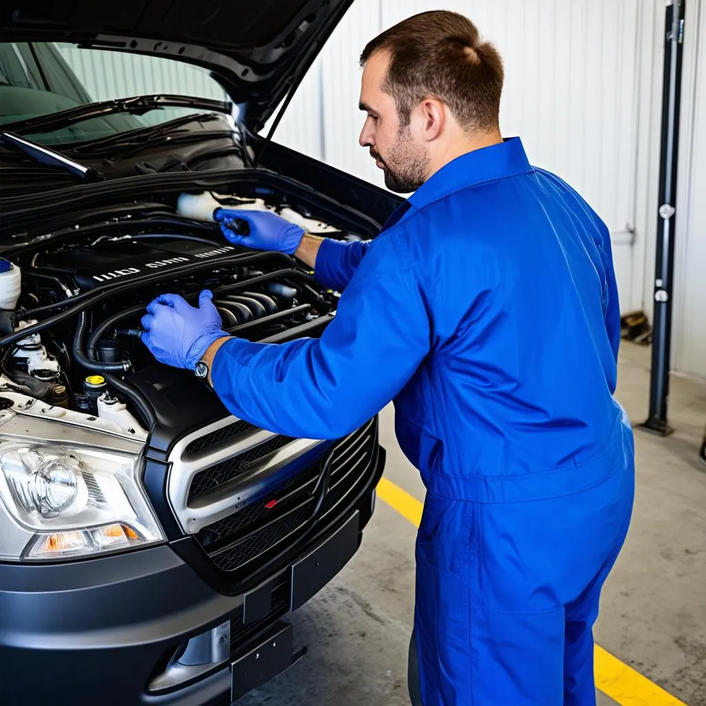 Mechanic Working on Sprinter Engine