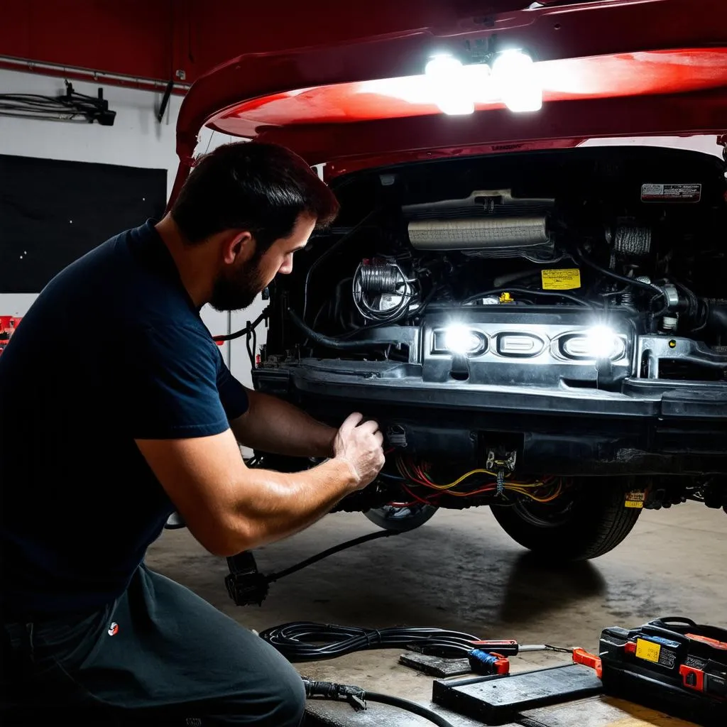 Experienced Mechanic Diagnosing a Dodge Dakota