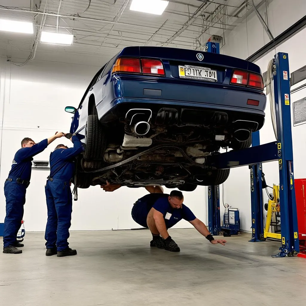 mechanics repairing a vehicle