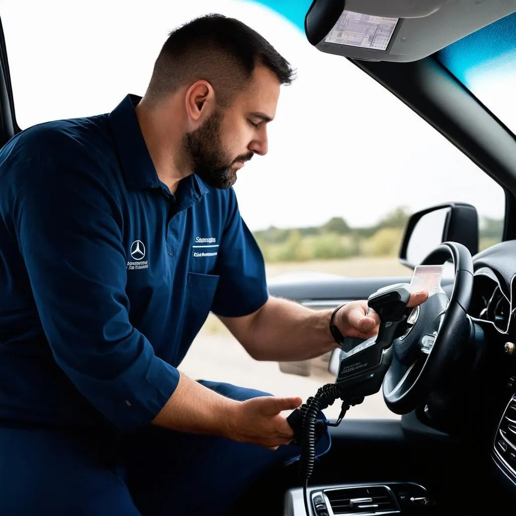 Mercedes-Benz dealer scanner in use