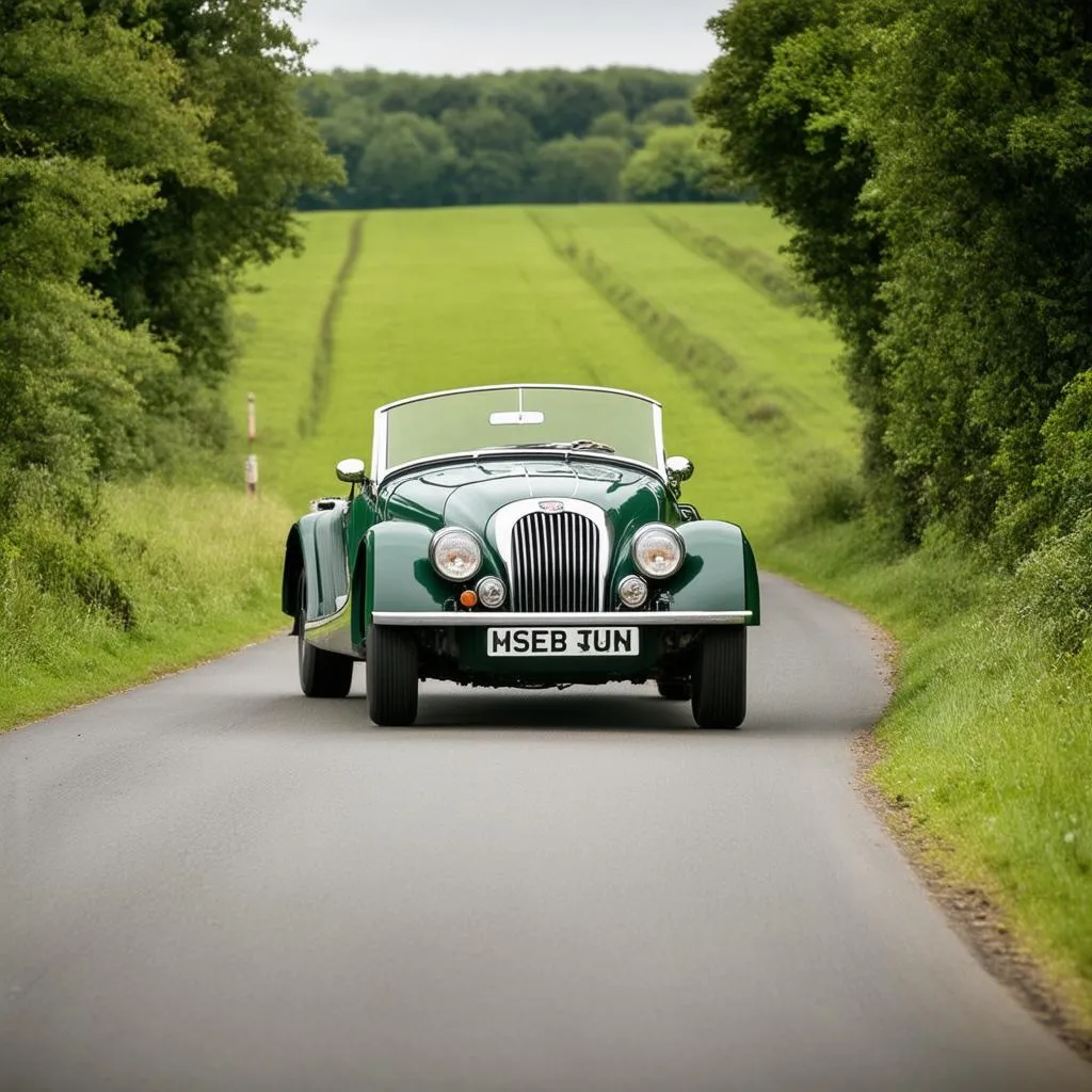 Vintage Car on Scenic Road