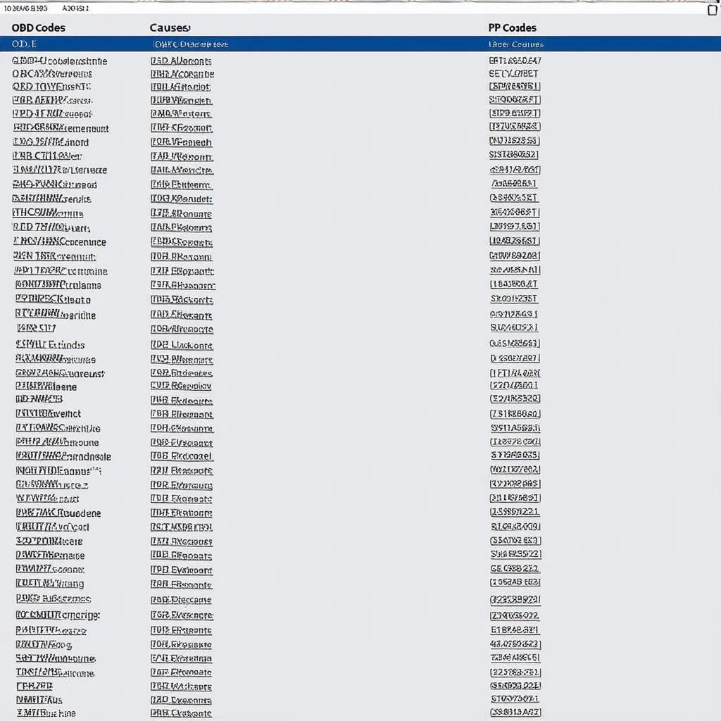 OBD P codes List