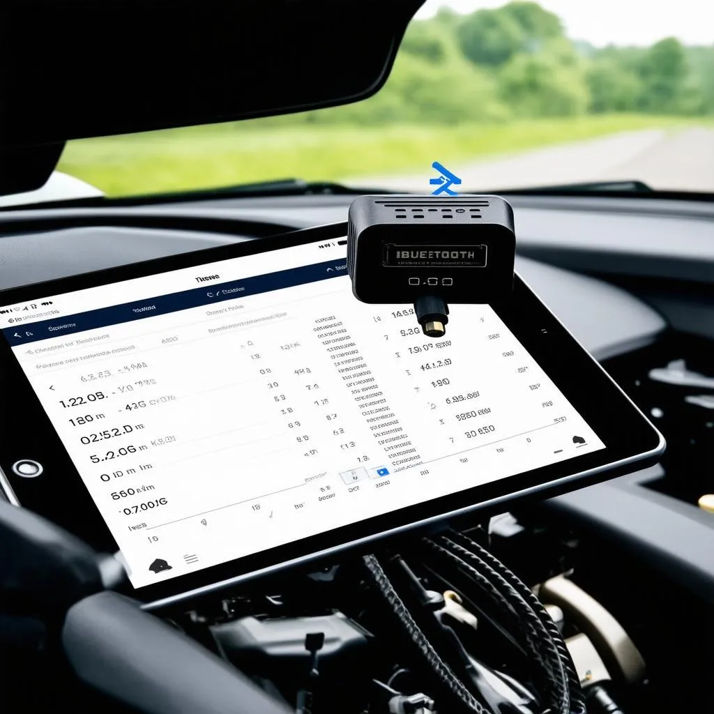 OBD reader connected to an iPad