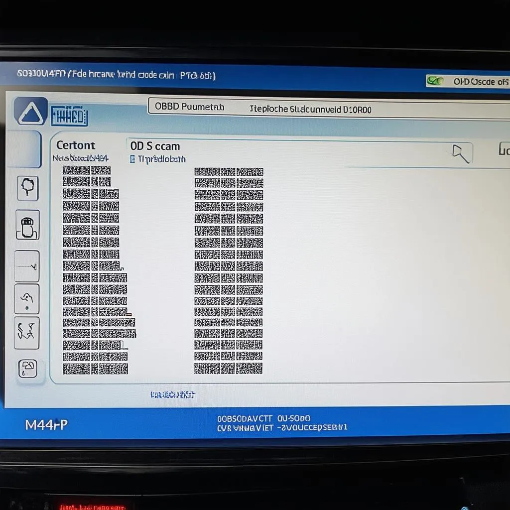 OBD scan codes displayed on a scan tool screen