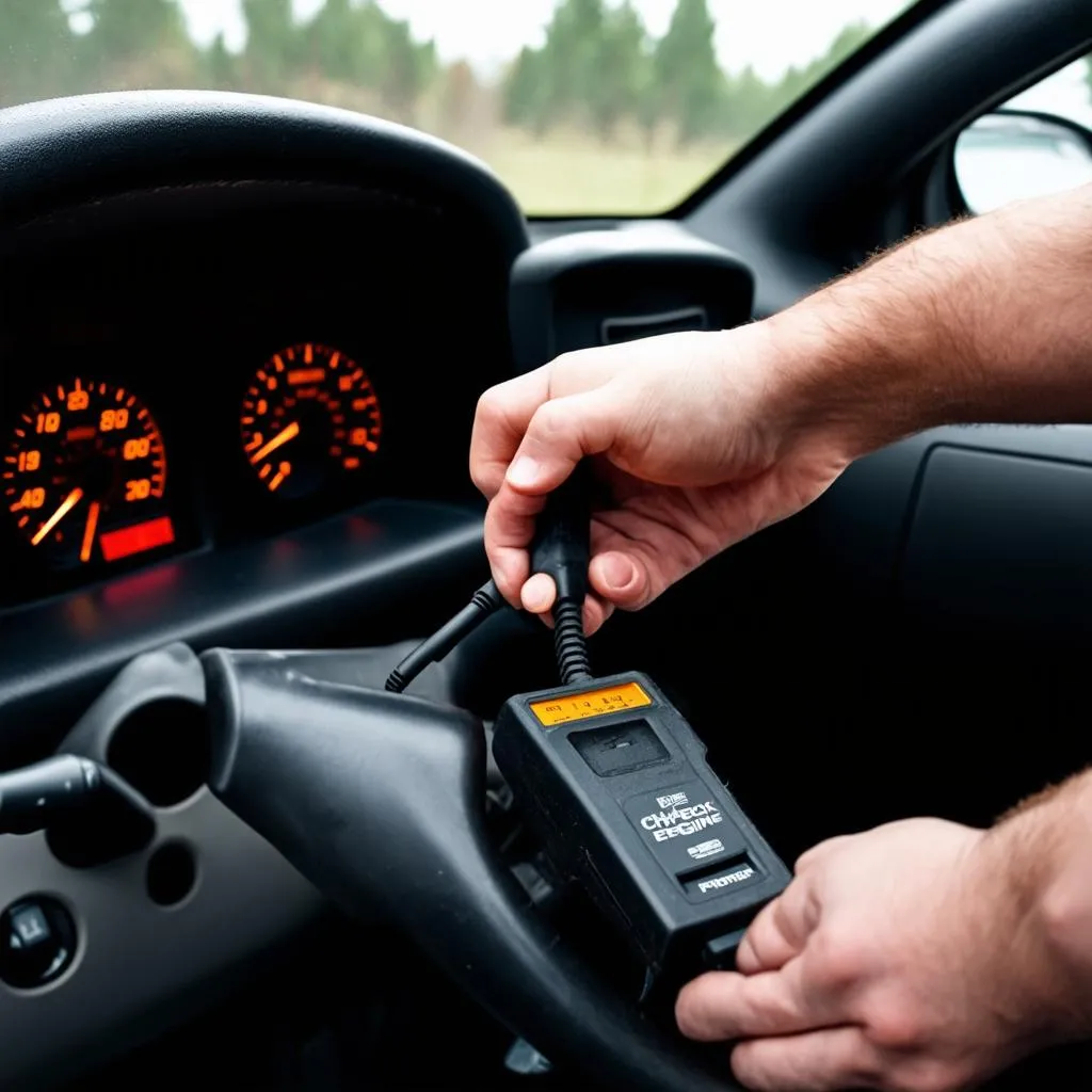 1994 Pontiac with OBD Scanner plugged in