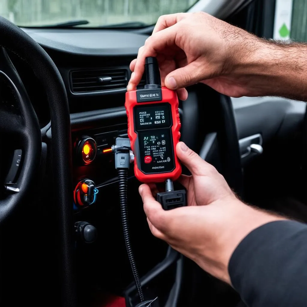 Mechanic using OBD Scanner